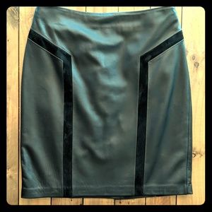 J. McLaughlin black leather skirt with suede trim